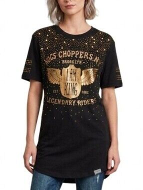 Switch Remarkable Shirt Hogs Choppers I Am King Gold Graphic Black Size  L